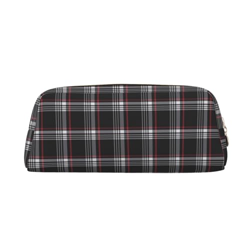 AdaNti Old Plaid Kariert Drucken Bleistift Tasche Wasserdicht Stifttasche Reißverschluss Bleistift Fall Leder Stiftebox Kosmetiktasche für Büro Reisen, gold, Einheitsgröße, Taschen-Organizer von AdaNti