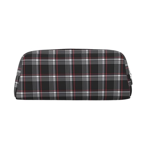 AdaNti Old Plaid Kariert Drucken Bleistift Tasche Wasserdicht Stifttasche Reißverschluss Bleistift Fall Leder Stiftebox Kosmetiktasche für Büro Reisen, silber, Einheitsgröße, Taschen-Organizer von AdaNti