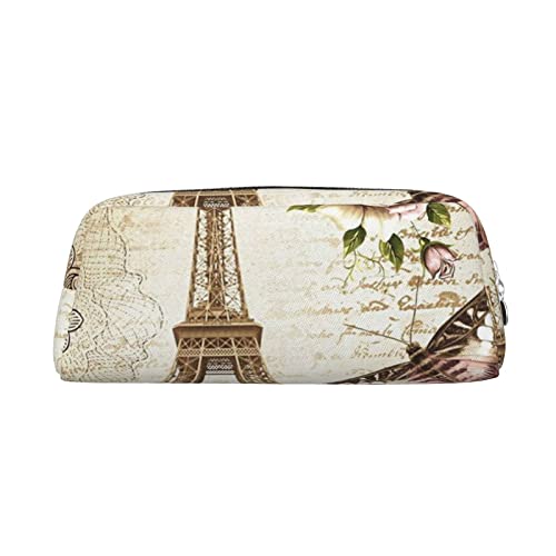 AdaNti Paris Eiffelturm Druck Bleistift Tasche Wasserdicht Stiftetasche Reißverschluss Federmäppchen Leder Stiftebox Kosmetiktasche für Büro Reisen, silber, Einheitsgröße, Taschen-Organizer von AdaNti