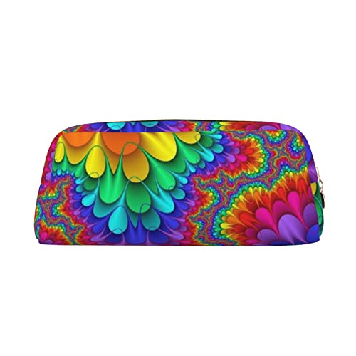 AdaNti Rainbow Tie Dye-Red Print Pencil Bag Waterproof Pen Bag Zipper Pencil Case Leather Pen Box Cosmetic Bag for Office Travel, gold, Einheitsgröße, Taschen-Organizer von AdaNti