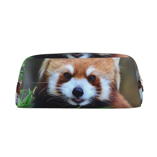 AdaNti Red Pandas Print Pencil Bag Waterproof Pen Bag Zipper Pencil Case Leather Pen Box Cosmetic Bag for Office Travel, gold, Einheitsgröße, Taschen-Organizer von AdaNti