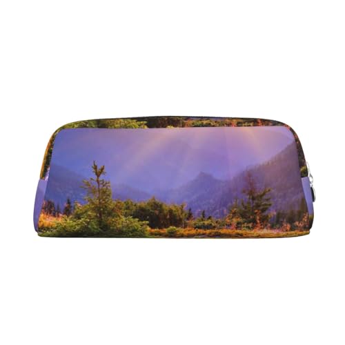 AdaNti Rocky Mountain Federmäppchen mit Sonnenuntergang und Sonnenscheindruck, wasserdicht, Stifteetui, Reißverschluss, Stiftebox, Kosmetiktasche für Büro, Reisen, silber, Einheitsgröße, von AdaNti