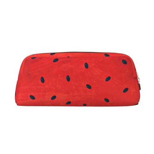 AdaNti Rote Wassermelone Print Bleistift Tasche Wasserdicht Stifttasche Reißverschluss Bleistift Fall Leder Stiftebox Kosmetiktasche für Büro Reisen, gold, Einheitsgröße, Taschen-Organizer von AdaNti