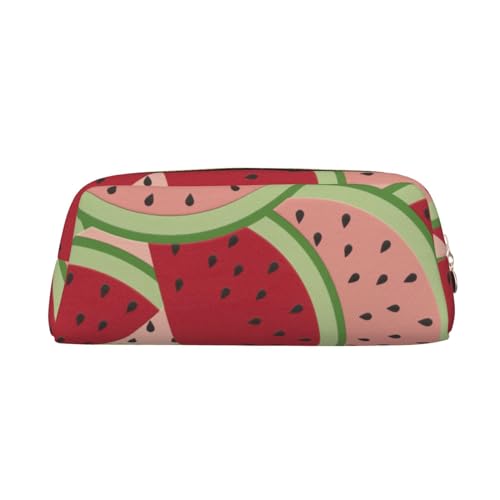 AdaNti Rote Wassermelone Print Bleistift Tasche Wasserdicht Stifttasche Reißverschluss Bleistift Fall Leder Stiftebox Kosmetiktasche für Büro Reisen, gold, Einheitsgröße, Taschen-Organizer von AdaNti