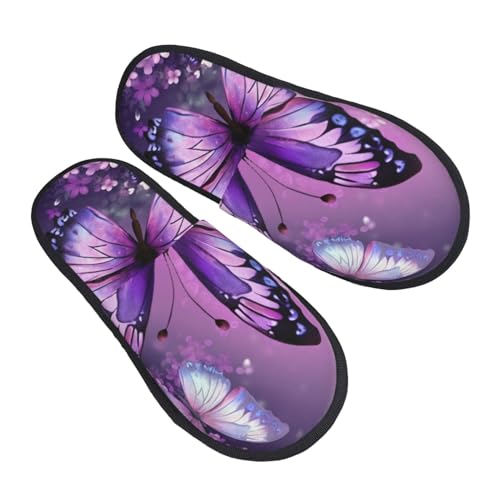 AdaNti Schöne lila Schmetterlings-Hausschuhe für Herren und Damen, flauschige Memory-Schaum-Hausschuhe, warm, bequem, Schlupfschuhe, Schlafzimmer, Winterhausschuhe für drinnen und draußen, Schwarz AdaNti Schöne lila Schmetterlings-Hausschuhe für Herren und Damen, flauschige Memory-Schaum-Hausschuhe, warm, bequem, Schlupfschuhe, Schlafzimmer, Winterhausschuhe für drinnen und draußen, Schwarz von AdaNti