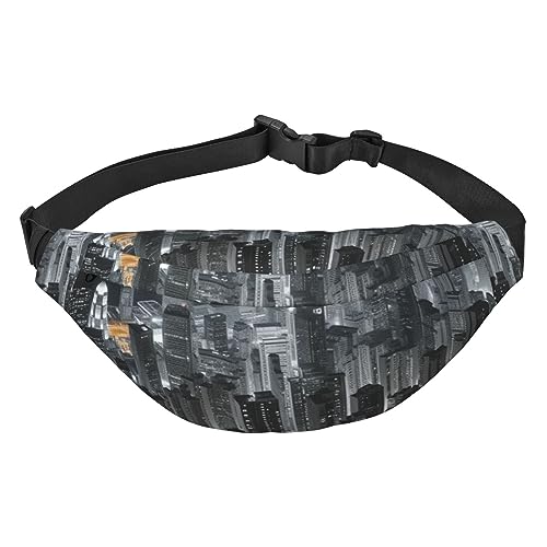 Aerial Night of View Hong Kong Print Fanny Pack For Men Women Adjustable Belt Bag Casual Waist Pack For Travel Hiking Running Cycling, Black, One Size, Schwarz , Einheitsgröße von AdaNti