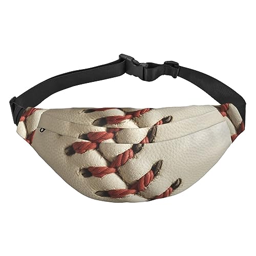 Baseball Lace Close Up Print Fanny Pack For Men Women Adjustable Belt Bag Casual Waist Pack For Travel Hiking Running Cycling, Black, One Size, Schwarz , Einheitsgröße von AdaNti