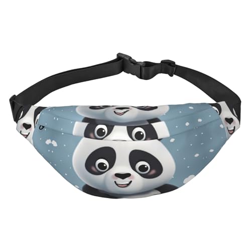 Bauchtasche mit Panda-Cartoon-Druck, für Männer und Frauen, verstellbare Gürteltasche, lässige Hüfttasche für Reisen, Wandern, Laufen, Radfahren, Schwarz, Einheitsgröße, Schwarz , Einheitsgröße von AdaNti