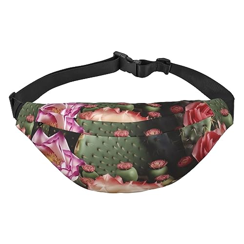 Bauchtasche mit Rosen- und Kaktus-Druck, für Herren und Damen, verstellbare Gürteltasche, lässige Hüfttasche für Reisen, Wandern, Laufen, Radfahren, Schwarz, Einheitsgröße, Schwarz , Einheitsgröße von AdaNti