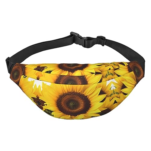 Bauchtasche mit Sonnenblumen-Druck, für Herren und Damen, verstellbare Gürteltasche, lässige Hüfttasche für Reisen, Wandern, Laufen, Radfahren, Schwarz, Einheitsgröße, Schwarz , Einheitsgröße von AdaNti