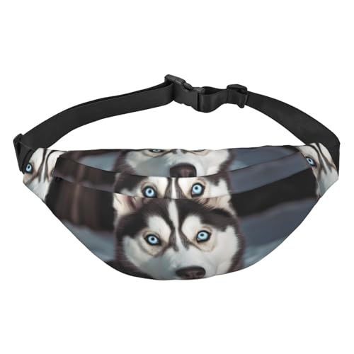 Bauchtasche mit niedlichem Husky-Aufdruck, für Männer und Frauen, verstellbare Gürteltasche, lässige Hüfttasche für Reisen, Wandern, Laufen, Radfahren, Schwarz, Einheitsgröße, Schwarz , Einheitsgröße von AdaNti