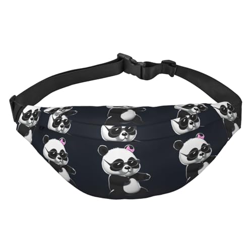 Coole Bauchtasche mit Panda-Druck, für Männer und Frauen, verstellbare Gürteltasche, lässige Hüfttasche für Reisen, Wandern, Laufen, Radfahren, Schwarz, Einheitsgröße, Schwarz , Einheitsgröße von AdaNti