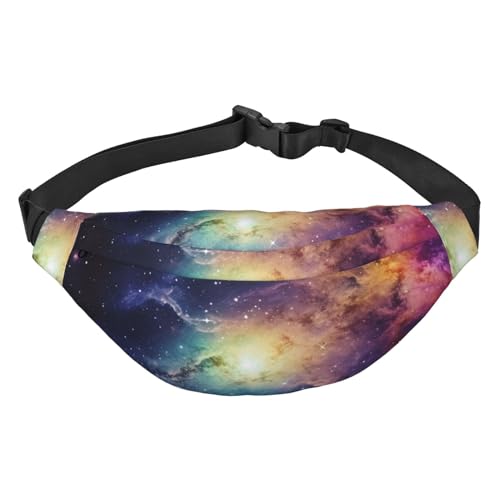 Galaxy in The Universe Print Fanny Pack For Men Women Adjustable Belt Bag Casual Waist Pack For Travel Hiking Running Cycling, Black, One Size, Schwarz , Einheitsgröße von AdaNti