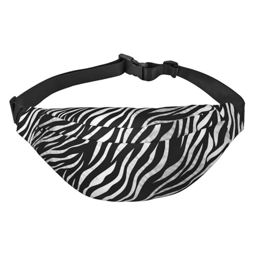 Gürteltasche für Herren und Damen, mit Zebra-Druck, verstellbare Gürteltasche, lässige Hüfttasche für Reisen, Wandern, Laufen, Radfahren, Schwarz, Einheitsgröße, Schwarz , Einheitsgröße von AdaNti