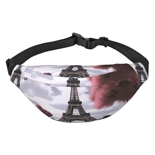 Gürteltasche mit Eiffelturm-Aufdruck, für Herren und Damen, verstellbare Gürteltasche, lässige Hüfttasche für Reisen, Wandern, Laufen, Radfahren, Schwarz, Einheitsgröße, Schwarz , Einheitsgröße von AdaNti