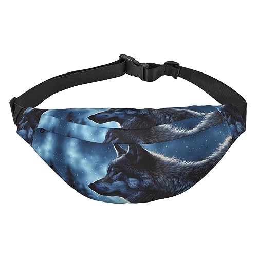 Lonely Wolf Print Bauchtasche für Männer Frauen Verstellbare Gürteltasche Lässige Hüfttasche Für Reisen Wandern Laufen Radfahren, Schwarz, Einheitsgröße, Schwarz , Einheitsgröße von AdaNti