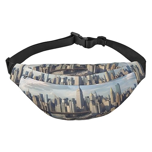 New York City Print Fanny Pack For Men Women Adjustable Belt Bag Casual Waist Pack For Travel Hiking Running Cycling, Black, One Size, Schwarz , Einheitsgröße von AdaNti