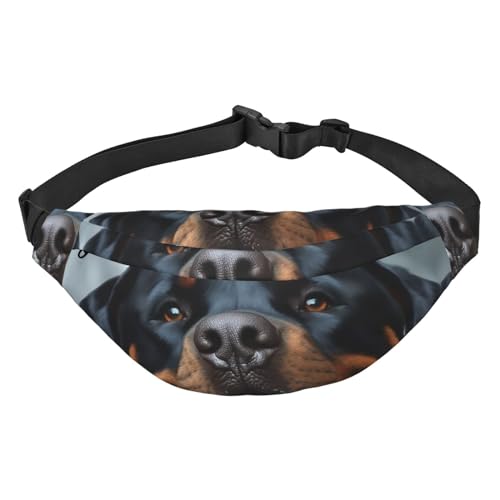 Rottweiler Bauchtasche mit Zungenkopf-Aufdruck für Männer und Frauen, verstellbare Gürteltasche, lässige Hüfttasche für Reisen, Wandern, Laufen, Radfahren, Schwarz, Einheitsgröße, Schwarz , von AdaNti