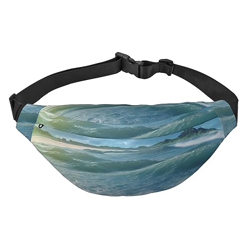 The Sea Print Bauchtasche für Herren und Damen, verstellbare Gürteltasche, lässige Hüfttasche für Reisen, Wandern, Laufen, Radfahren, Schwarz, Einheitsgröße, Schwarz , Einheitsgröße von AdaNti