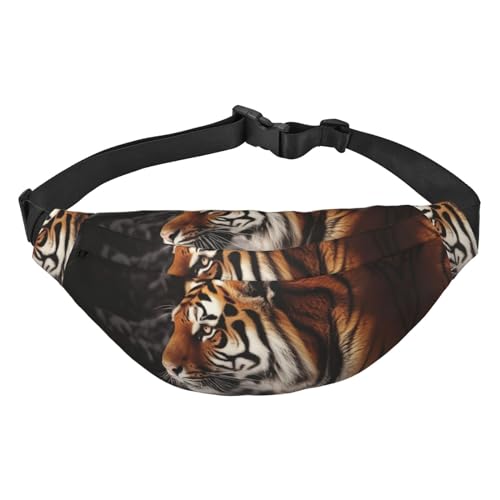 Tiger4 Gürteltasche für Herren und Damen, verstellbare Gürteltasche, lässige Hüfttasche für Reisen, Wandern, Laufen, Radfahren, Schwarz, Einheitsgröße, Schwarz , Einheitsgröße von AdaNti