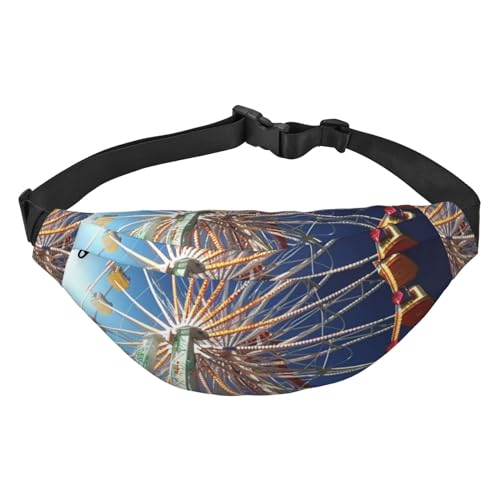 amusement ride print Fanny Pack For Men Women Adjustable Belt Bag Casual Waist Pack For Travel Hiking Running Cycling, Black, One Size, Schwarz , Einheitsgröße von AdaNti