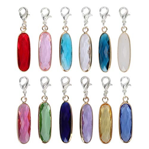 2 x Clip On February Birthstone Dangle Charms 7x21mm Austrian Crystal Beads with Lobster Clasp fit Pandora Biagi Chamilla Other Charm Bracelets CCP8-02-L by Adabele von Adabele