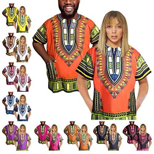 Adalex Global Unisex Dashiki Hemd, Orange Blau, L von Adalex Global