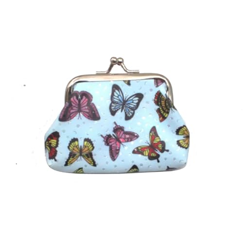 Adam Victor Schmetterling Design Damen Kleine Münzbörse Kleingeld Geldbörse Münztasche mit Kussschloss Mini Münzbörse Süße Schmetterlinge Tasche Geschenke Geldbörsen Geldbörsen Partygeschenke, Blau von Adam Victor