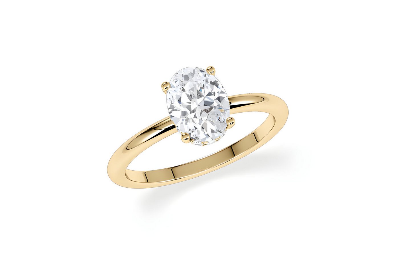 Adam & Eve Diamantring 750/- Gold - großer Diamant 1,00ct + 12 x 0,07ct Brillanten (Verlobungsring + Ringbox, LAB02 Diamantring), Lab Grown Diamonds - Nachhaltig und günstig von Adam & Eve