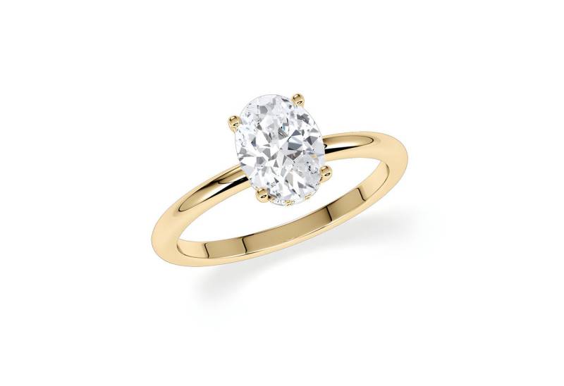 Adam & Eve Diamantring 750/- Gold - großer Diamant 1,00ct + 12 x 0,07ct Brillanten (Verlobungsring + Ringbox, LAB02 Diamantring), Lab Grown Diamonds - Nachhaltig und günstig von Adam & Eve