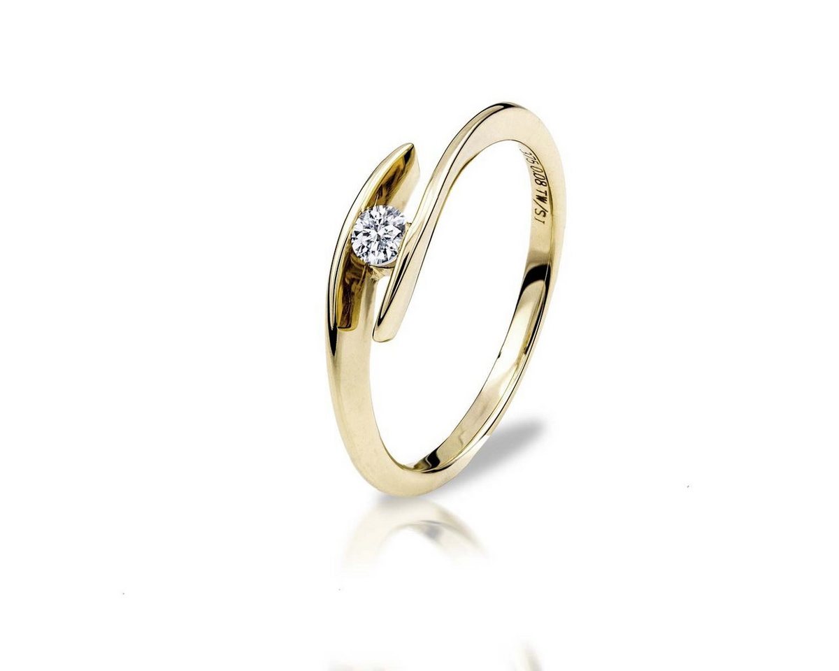 Adam & Eve Verlobungsring Brillantring 375/- Gelbgold 0,08 ct. (Diamantring AE08 mit Ringbox), inklusive Echtheitszertifikat - Gravur möglich von Adam & Eve
