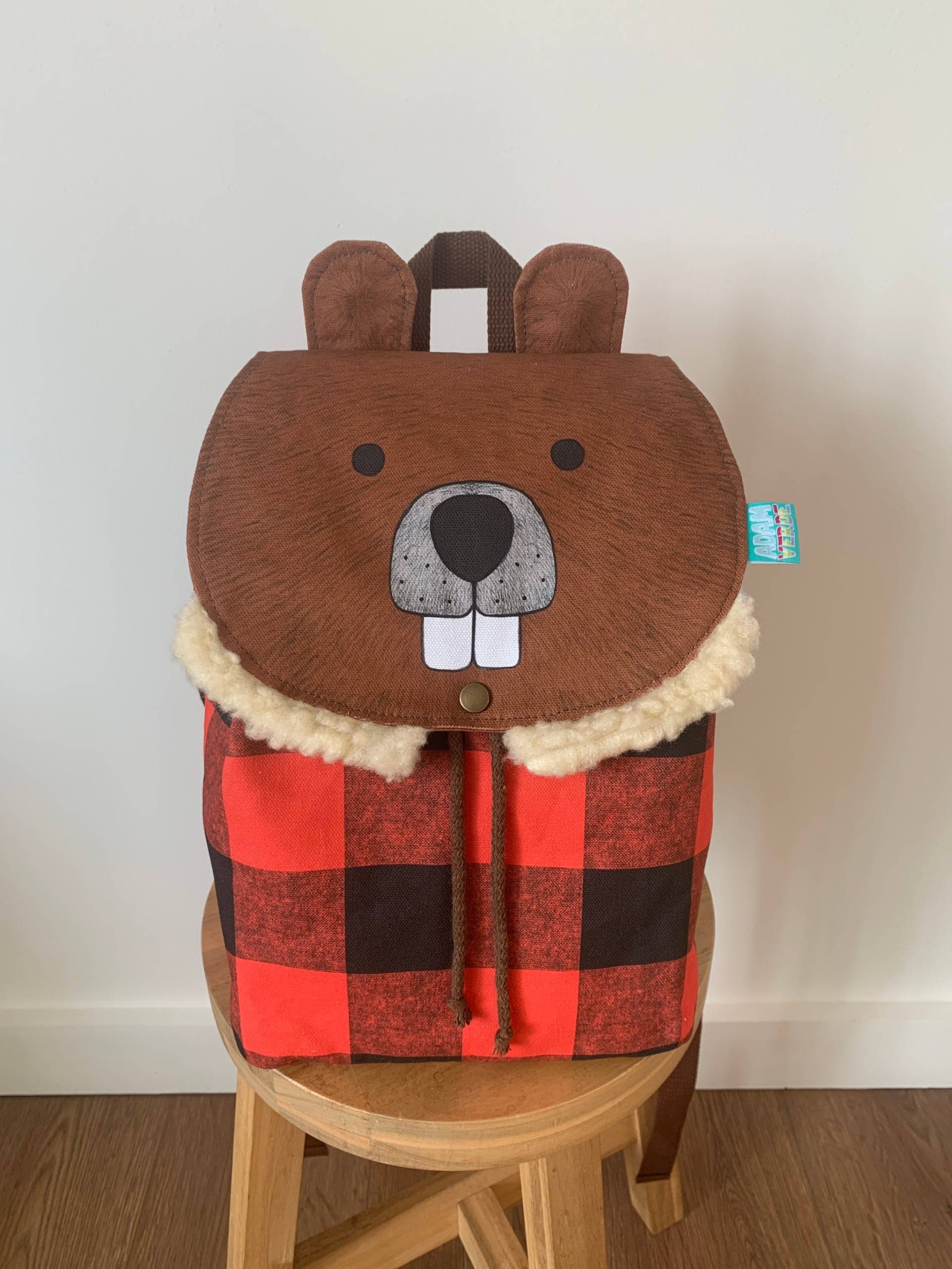 Organic Cotton Beaver Rucksack Handgefertigter Kinderrucksack von AdamVerdeCrafts