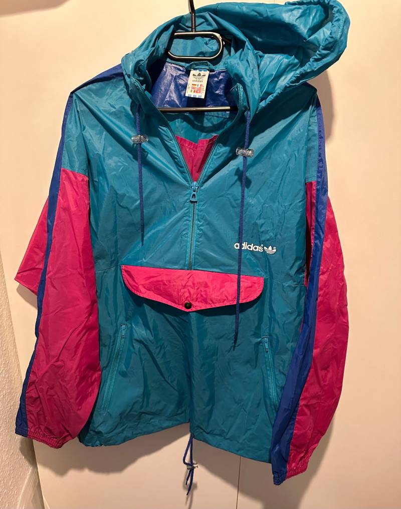 Adidas Windbreaker Jacke Size M Retro Vintage Track Jacket Regenjacke von Adamd23456