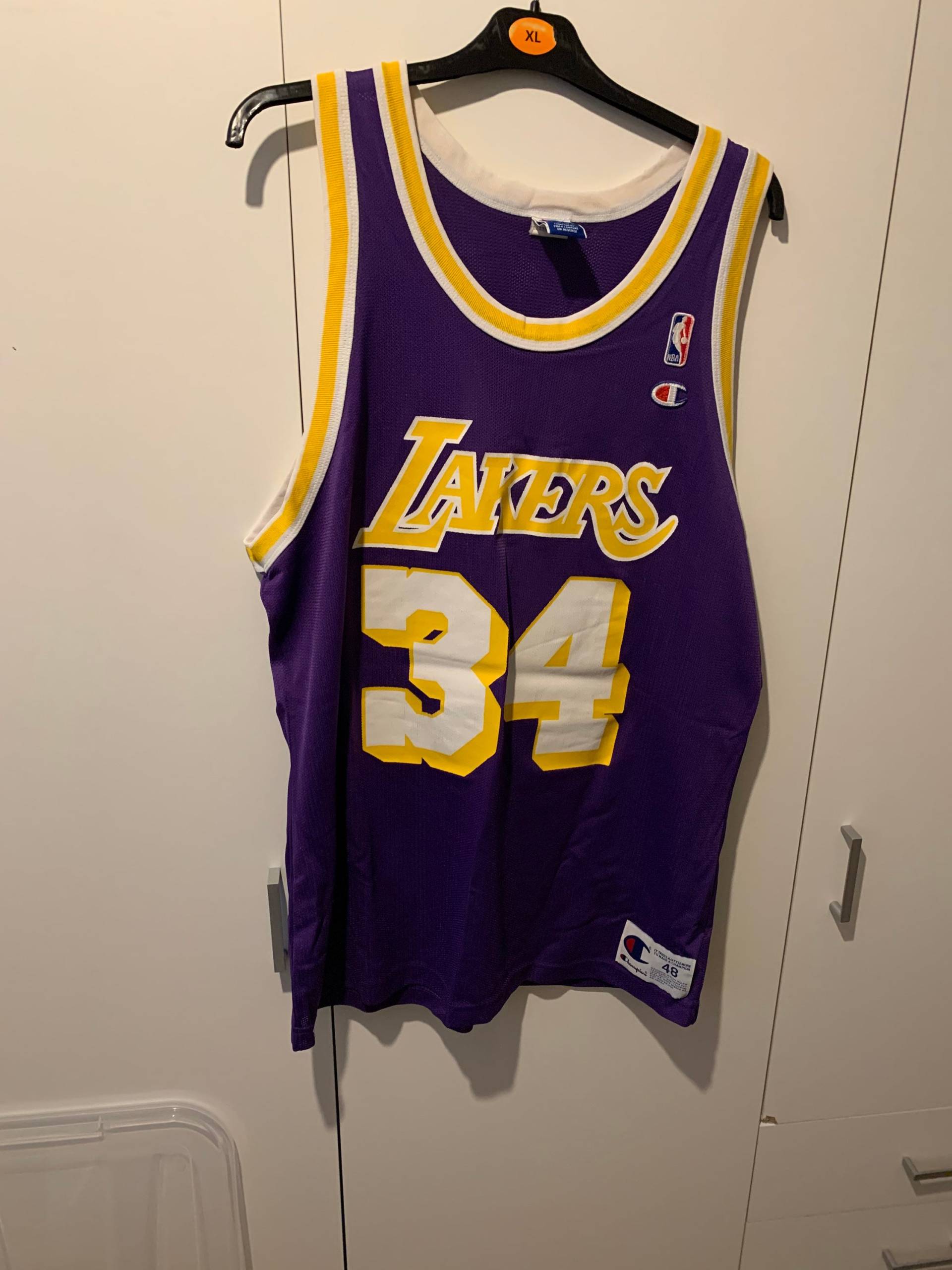 Champion Jersey Los Angeles Lakers Size L 48 Nba Shaquille O'neal 34 Vintage von Adamd23456