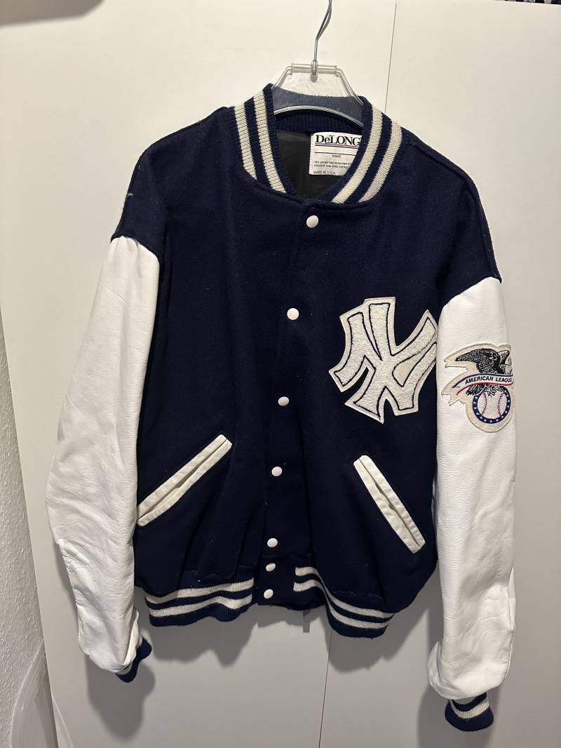 Delong Jacke New York Yankees Size L Vintage Retro Starter Style Jacket Leather von Adamd23456