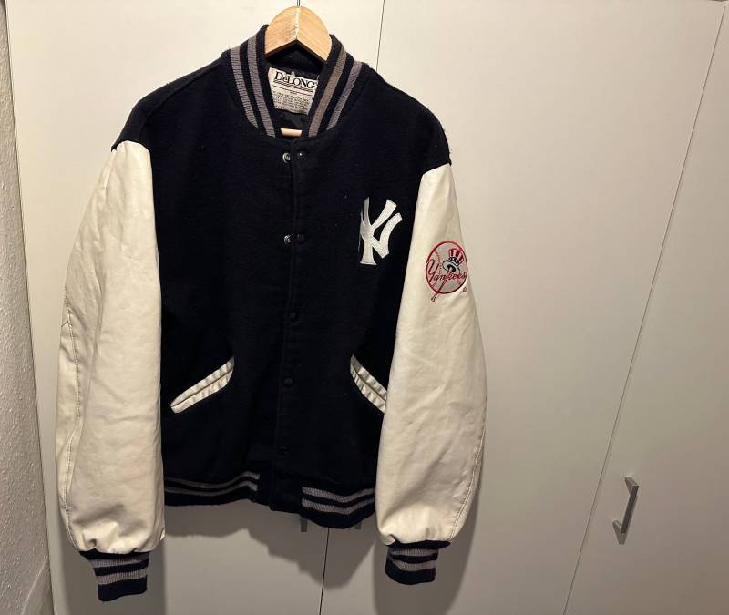 Delong Jacke New York Yankees Size M Vintage Retro Starter Style Jacket Leather von Adamd23456