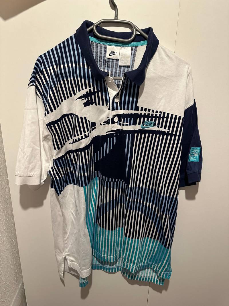 Nike Air Challenge Court Shirt Size L Vintage Retro Aggassi Polo Atp von Adamd23456