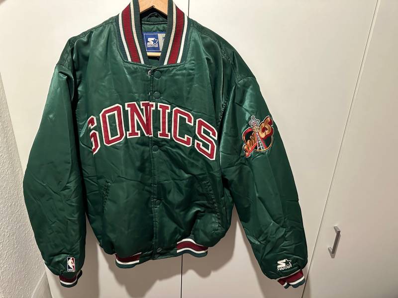 starter Jacke Seattle Supersonics Size M Nba Retro Vintage Sonics Jacket Bomberjacke von Adamd23456