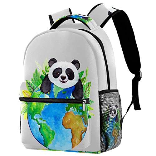 Adamion Kinderrucksäcke Für Jungen Netter Panda Mit Erde Grundschule Schultasche Leichte Modische Bedruckte Rucksack Schüler Schulranzen Schule 29.4x20x40cm von Adamion