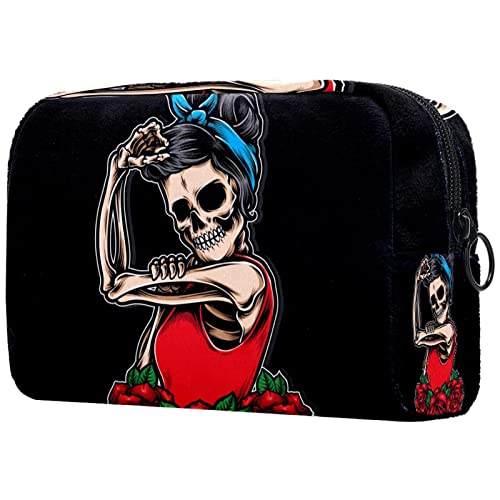 Kosmetiktasche Rock and Roll Skull Woman Reise Kulturtasche-Damen Kosmetikkoffer-Herren Make-Up-Organzier, Portable Make Up Tasche Für Mädchen 18.5x7.5x13cm von Adamion