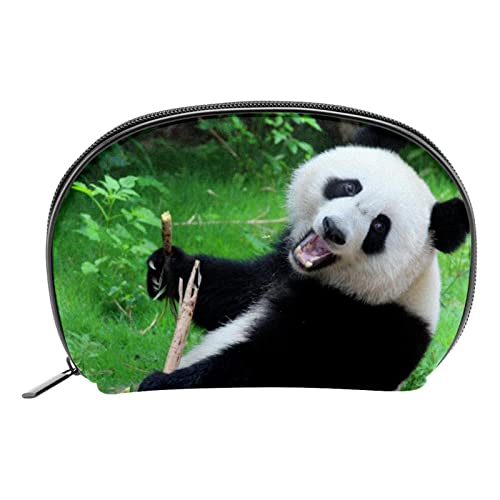 Schminktasche Panda Isst Süß Kosmetische Klein Make Up Tasche, Kosmetikkoffer Make Up Handtasche Mädchen, Make-Up Clutches 19x5.5x13cm von Adamion