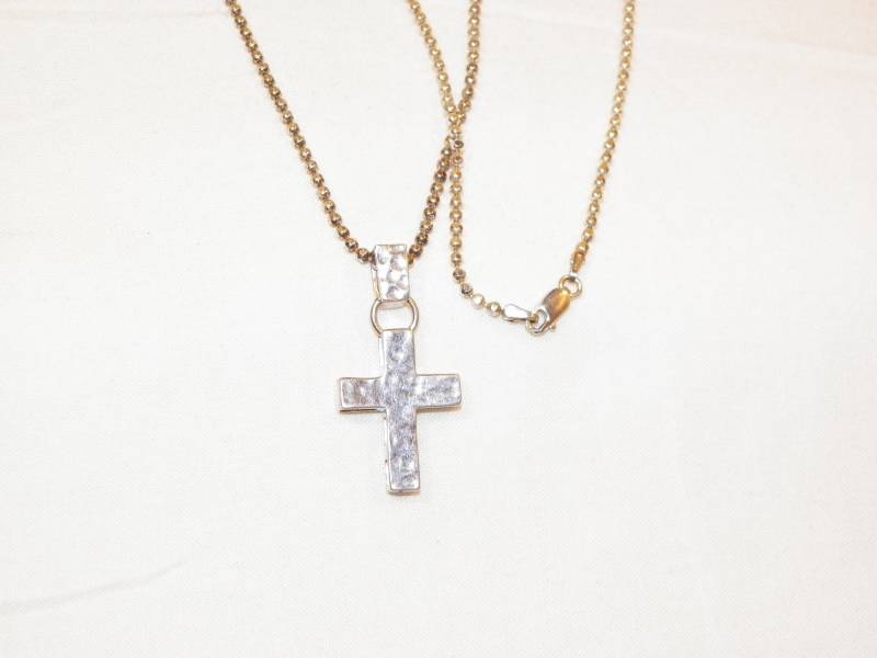 1.5 Zoll Geämmtes Sterling Silber Kreuz Mit 925 24 Halskette, High Quality Halskette Und Pendant, Hohe Qualität 1.5 Zoll Geämmtes Sterling Silber Kreuz Mit 925 24 Halskette, High Quality Halskette Und Pendant, Hohe Qualität von AdamsFamilyValue