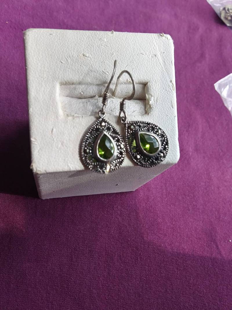 Peridot Und Markasit Sterling Silber Ohrringe von AdamsVintageFinds