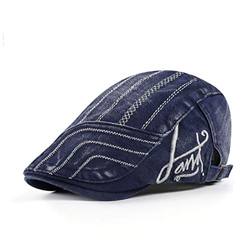 Adantico Herren Baumwolle Schirmmützen Flat Cap (Blau) von Adantico