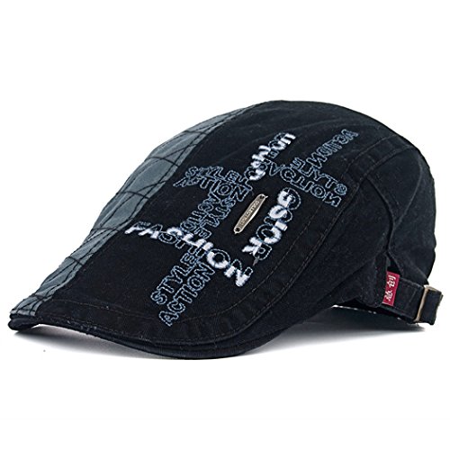 Adantico Herren Baumwolle Schirmmützen Flat Cap (Schwarz) von Adantico