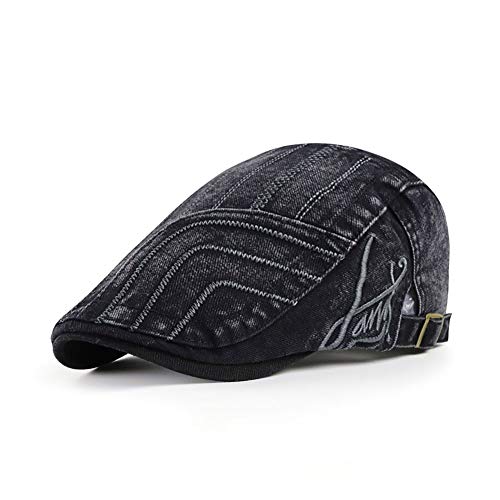 Adantico Herren Baumwolle Schirmmützen Flat Cap (Schwarz) von Adantico