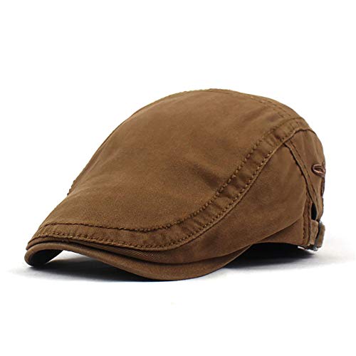 Adantico Herren Baumwolle Schirmmützen Flat Cap Einfarbig (Dunkel Khaki) von Adantico