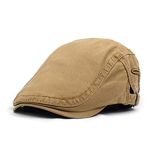 Adantico Herren Baumwolle Schirmmützen Flat Cap Einfarbig (Khaki) von Adantico