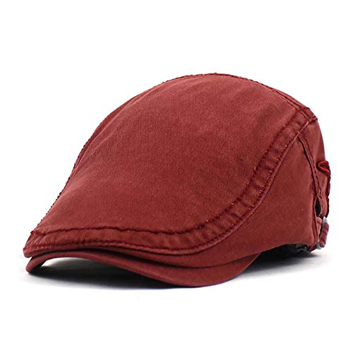 Adantico Herren Baumwolle Schirmmützen Flat Cap Einfarbig (Rot) von Adantico