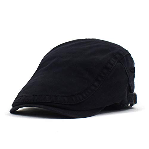 Adantico Herren Baumwolle Schirmmützen Flat Cap Einfarbig (Schwarz) von Adantico